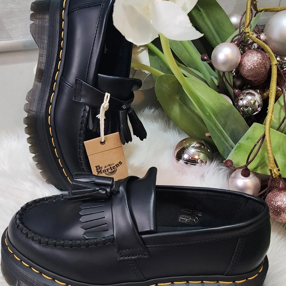 Dr Martens Adrian Leather Platform Tassel Loafers Women shoes New